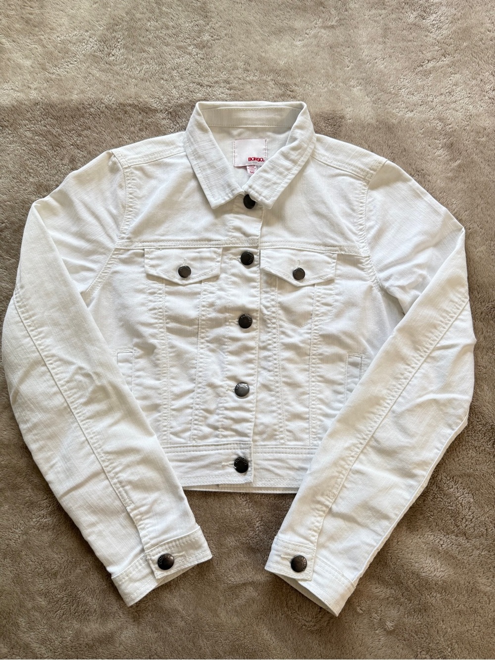 BONGO White Denim Jacket with Dark Buttons